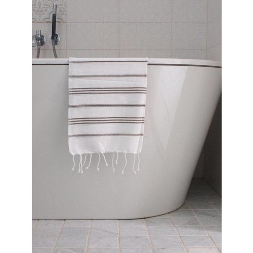Ottomania hamam handdoek wit/donkerolijfgroen Ottomania hamam handdoek wit/donkerolijfgroen