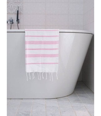 Ottomania hamam handdoek wit/sorbetroze