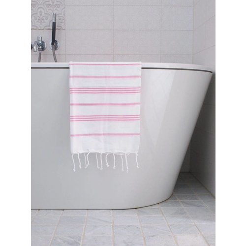 Ottomania hamam handdoek wit/sorbetroze Ottomania hamam handdoek wit/sorbetroze