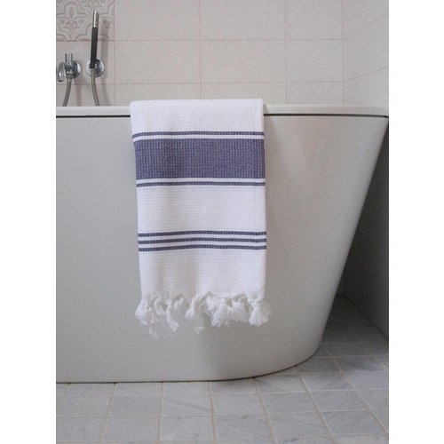 Ottomania hamamdoek Honingraat wit/donkerpaars Ottomania hamamdoek Honingraat wit/donkerpaars