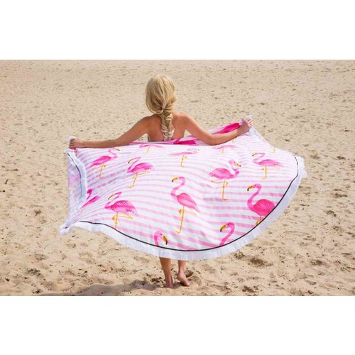 Call it Fouta! Roundie Gypsy Flamingo pink fringe Ø 175cm