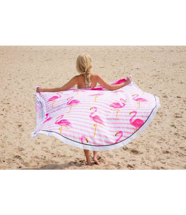 Call it Fouta! Roundie Gypsy Flamingo pink fringe diameter ca. 175cm