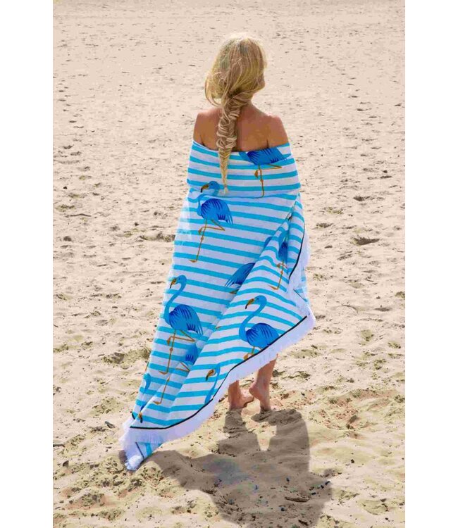 Roundie Gypsy Flamingo blue fringe diameter ca. 175cm