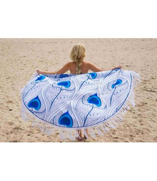 Call it Fouta! Roundie Gypsy Peacock Feather blue fringe