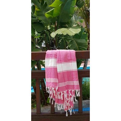 Ottomania organic hamamdoek robijnrood geruit - 170x100cm
