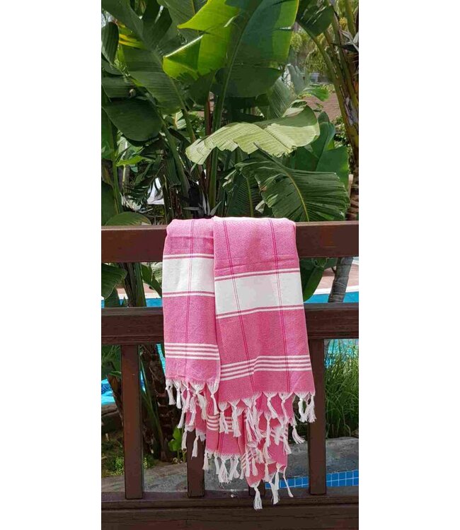 organic hamamdoek biokatoen robijnrood geruit 170x100cm