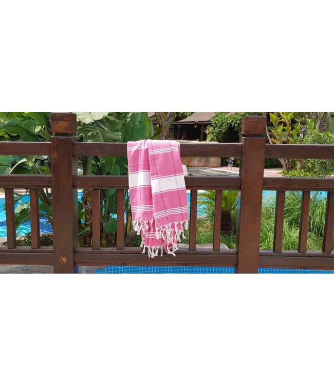 organic hamamdoek biokatoen robijnrood geruit 170x100cm