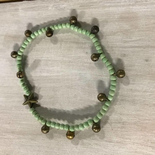 Mzury anklet Star & Bells green Mzury anklet Star & Bells green