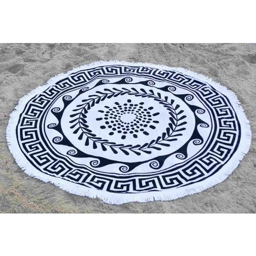 Call it Fouta! Greek Roundie d'Luxe black & white - badstof