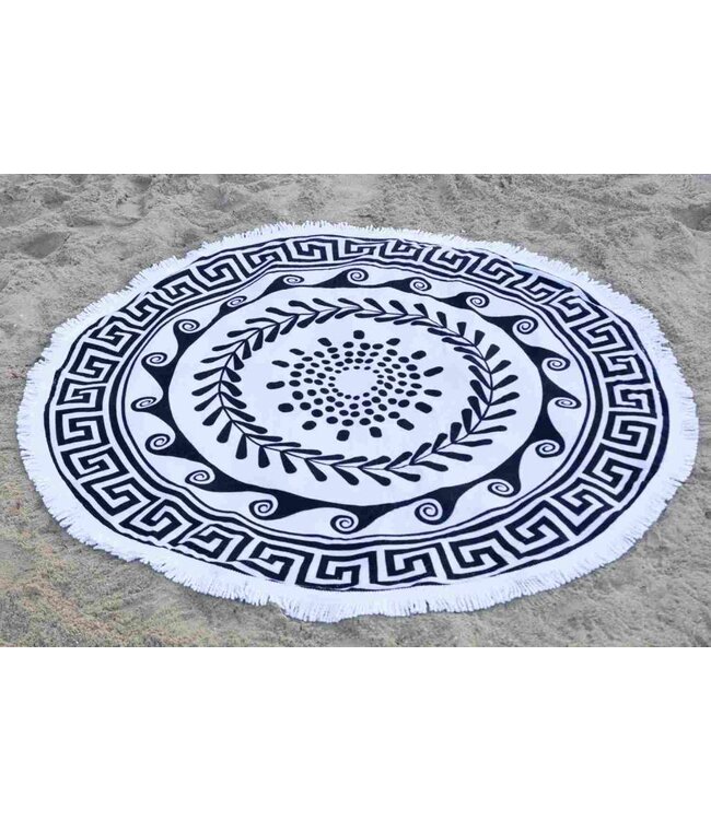 Greek Roundie d'Luxe black & white - badstof diameter 150cm