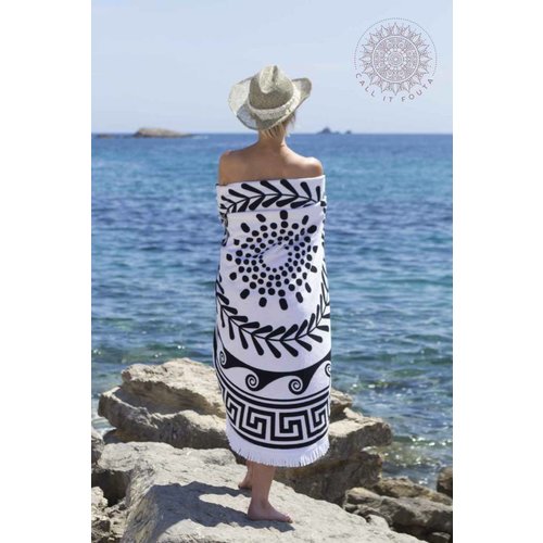 Call it Fouta! Greek Roundie d'Luxe black & white - badstof