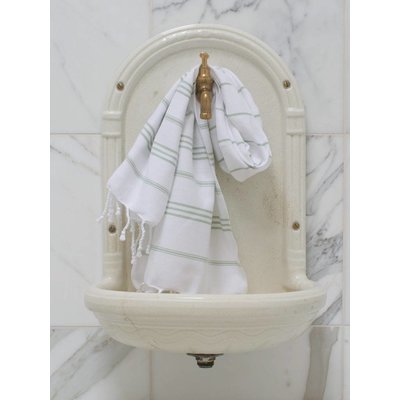 Ottomania hamam handdoek wit met salie strepen 100x50cm - Copy