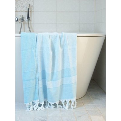 Ottomania hamamdoek met badstof turquoise - 170x95cm