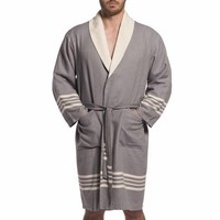 gevoerde hamam badjas Krem Sultan dark grey