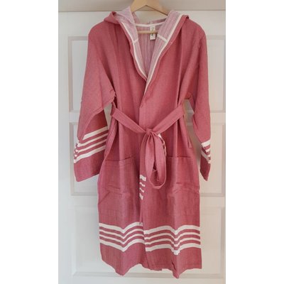 Lalay hamam badjas dames raspberry met capuchon