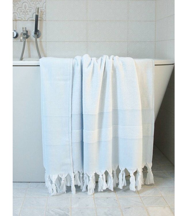 hamamdoek met badstof lichtblauw 170x95cm