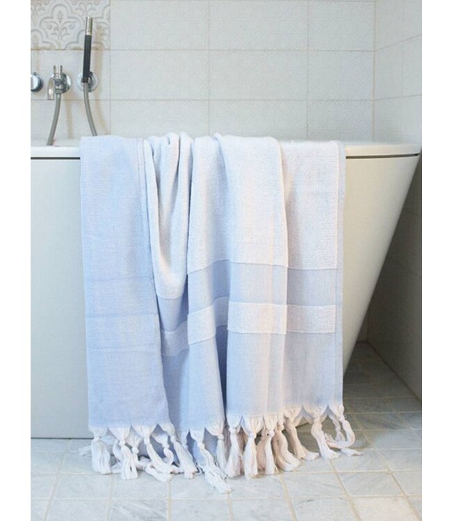 hamamdoek met badstof lavendelblauw 170x95cm