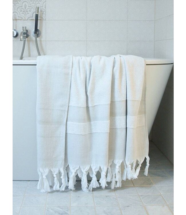 hamamdoek met badstof grijsbeige 170x95cm