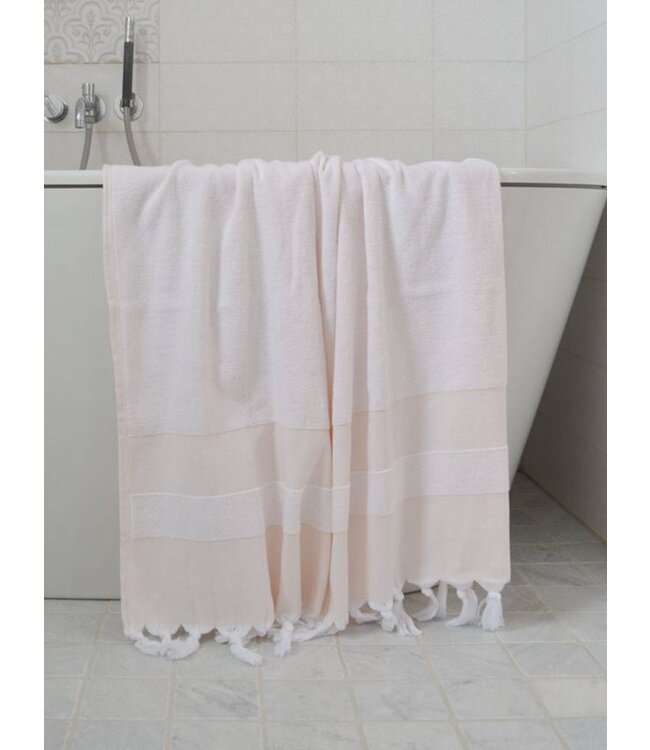 hamamdoek met badstof perzik 170x95cm