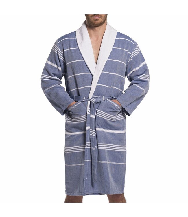hamam badjas Leyla badstof royal blue