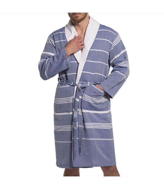 hamam badjas Leyla badstof royal blue