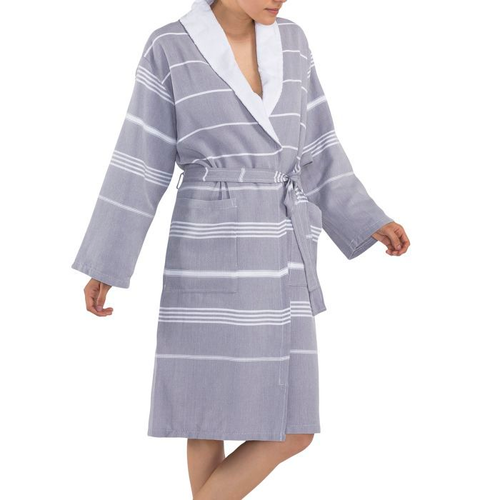 Lalay hamam badjas Leyla badstof dark grey Lalay hamam badjas Leyla badstof dark grey