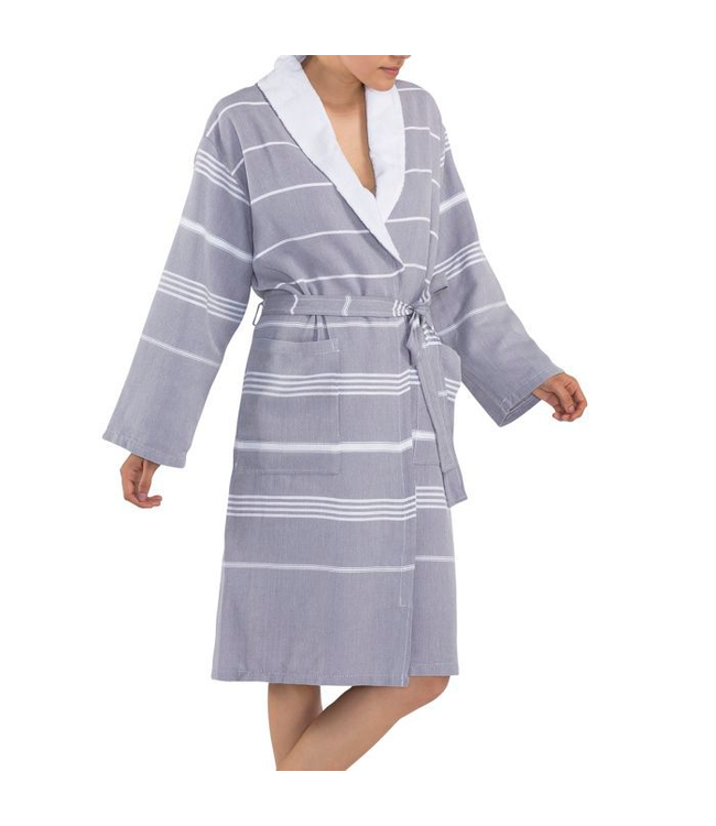 hamam badjas Leyla badstof dark grey