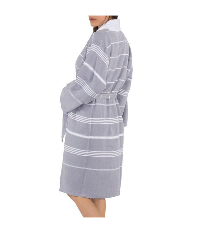 hamam badjas Leyla badstof dark grey