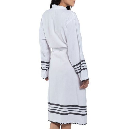 Lalay hamam badjas Krem Sultan kimono white black