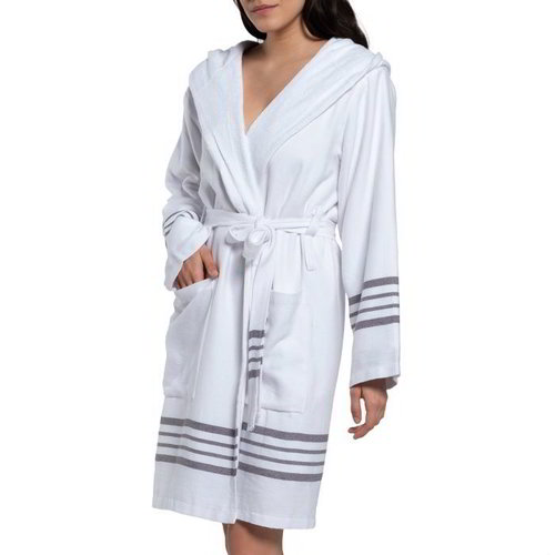 Lalay hamam badjas white Sultan dark grey Lalay hamam badjas white Sultan dark grey