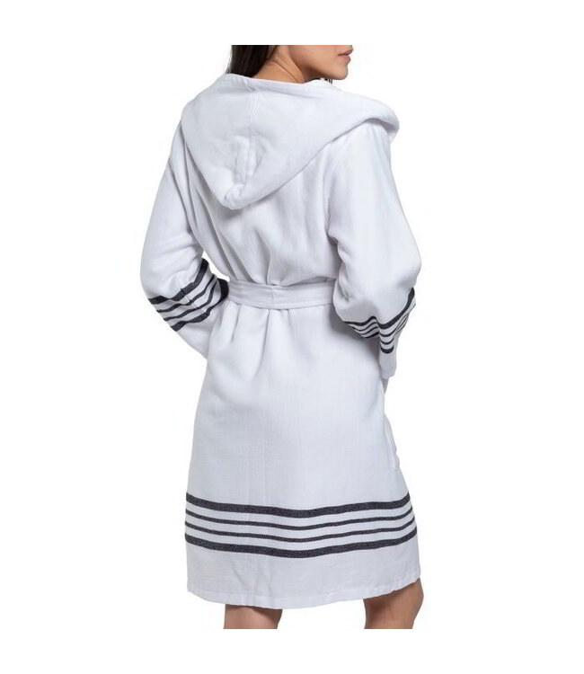 gevoerde hamam badjas Sun white black