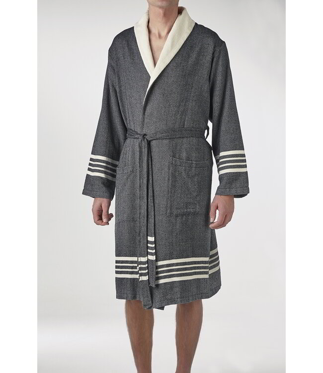 gevoerde hamam badjas Krem Sultan black