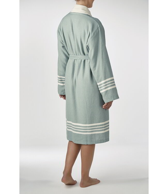 gevoerde hamam badjas Krem Sultan almond green
