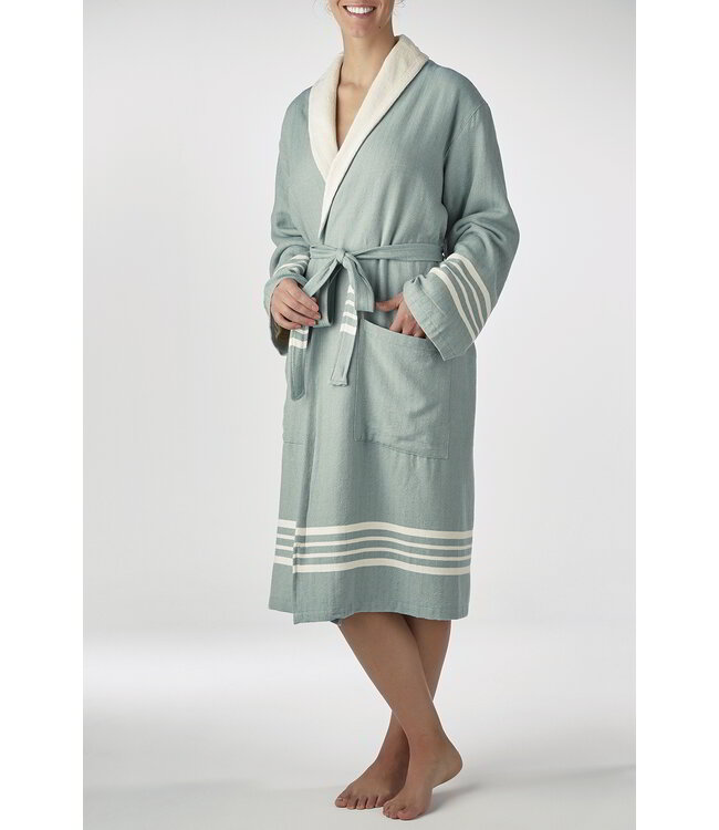 gevoerde hamam badjas Krem Sultan almond green