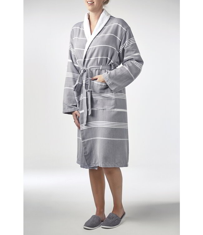hamam badjas Leyla badstof dark grey