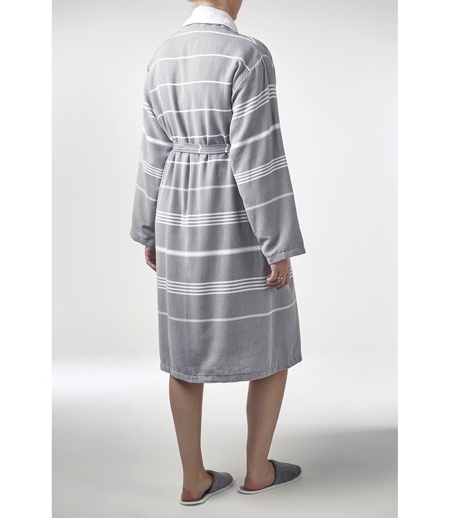 hamam badjas Leyla badstof dark grey