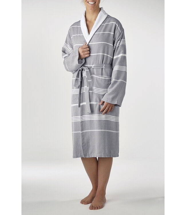 hamam badjas Leyla badstof dark grey