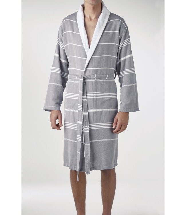 hamam badjas Leyla badstof dark grey