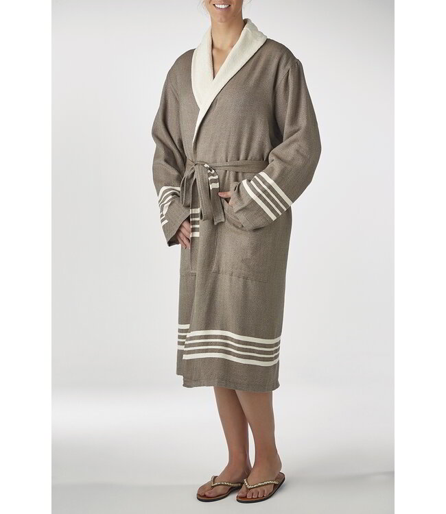 gevoerde hamam badjas Krem Sultan khaki