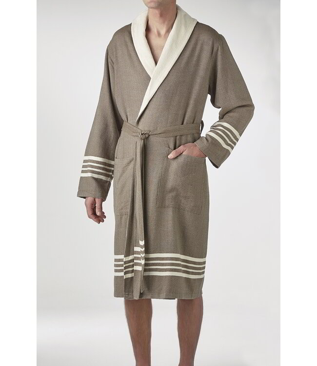 gevoerde hamam badjas Krem Sultan khaki