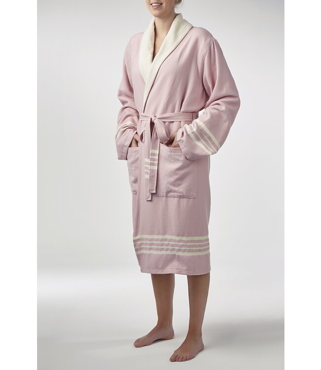 gevoerde hamam badjas Krem Sultan rose pink