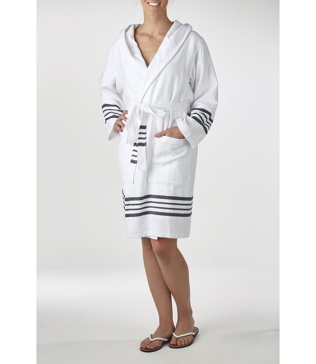 gevoerde hamam badjas Sun white black