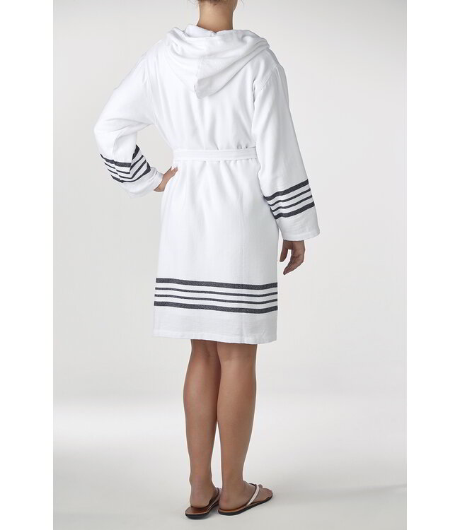 gevoerde hamam badjas Sun white black