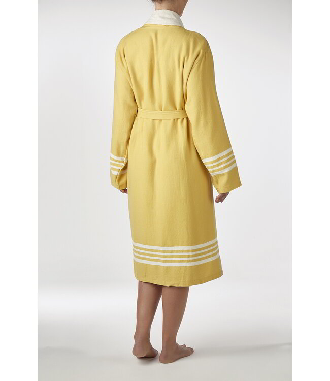 gevoerde hamam badjas Krem Sultan mustard yellow