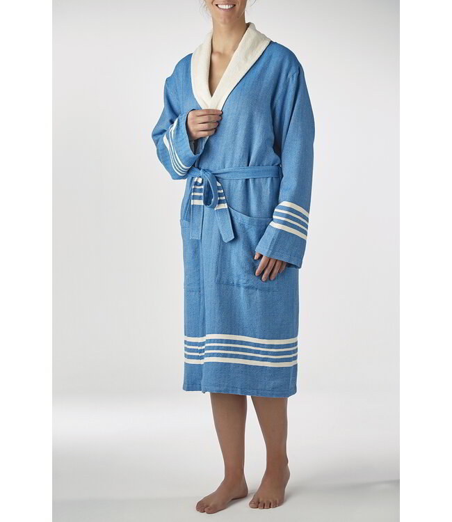 gevoerde hamam badjas Krem Sultan petrol blue