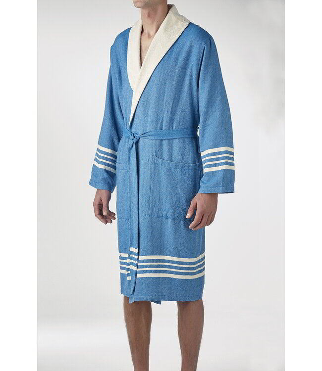 gevoerde hamam badjas Krem Sultan petrol blue