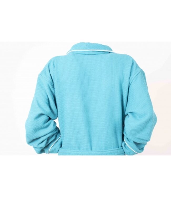 bamboe wafel badjas petrol groen  - gevoerd