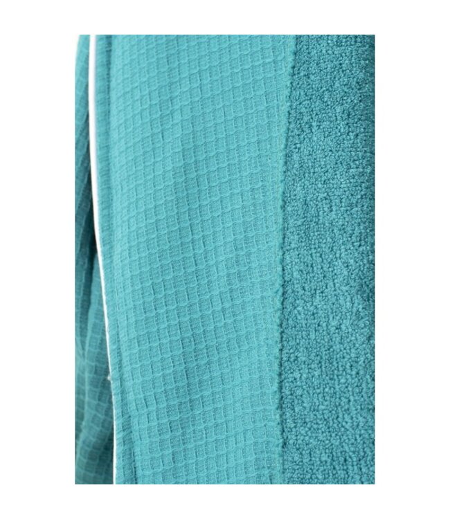 bamboe wafel badjas petrol groen  - gevoerd