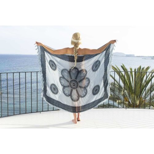 Call it Fouta! pareo Flower white antracite grey Call it Fouta! pareo Flower white antracite grey