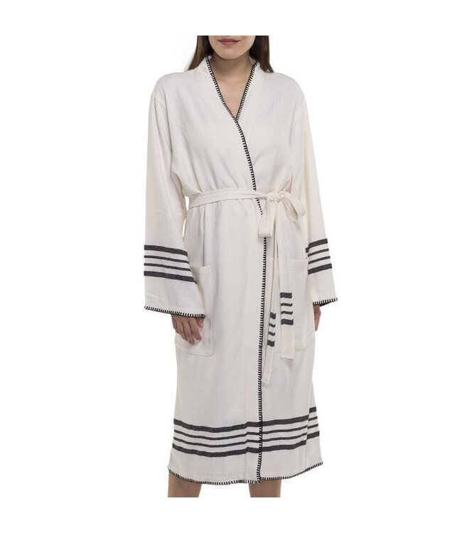 hamam badjas Krem Sultan natural black met farmer stitch